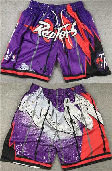 Mens Toronto Raptors Purple Red Mitchell&Ness Shorts (Run Small)